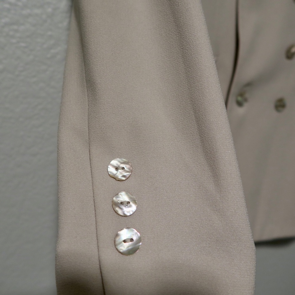 Beige Double Breasted Blazer Suit Jacket Career Cream Kasper ASL Petite - Picture 10 of 16